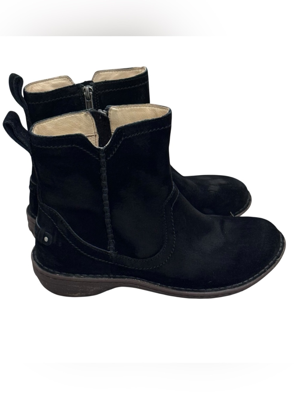 UGG Black Suede Boots Size 9 Neevah Side Zipper